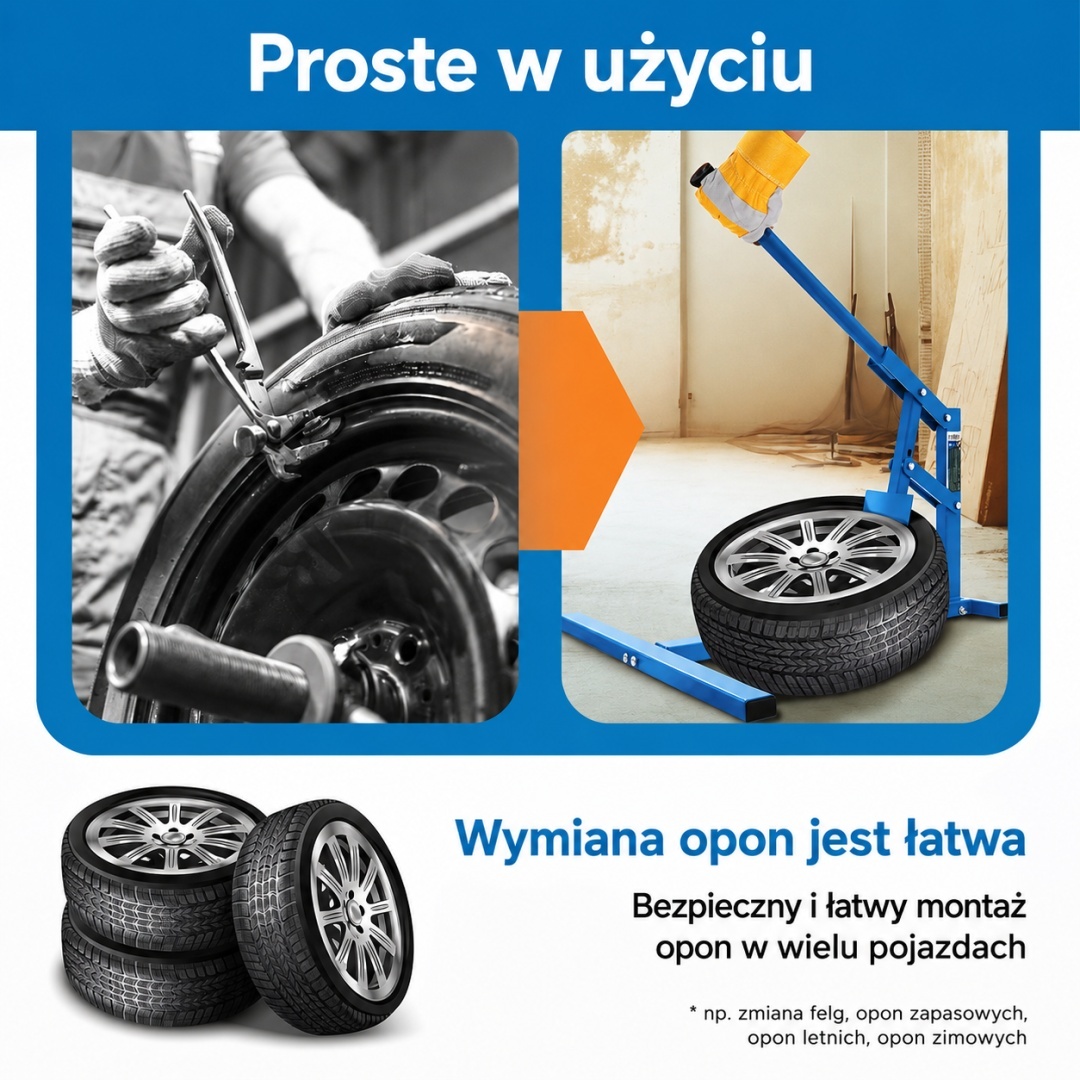 Nástroj pro snadné zvedání, montáž a demontáž pneumatik z vozidel MS19540